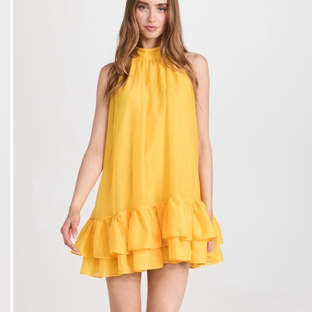 Alice and Olivia Erna mini dress in golden rod